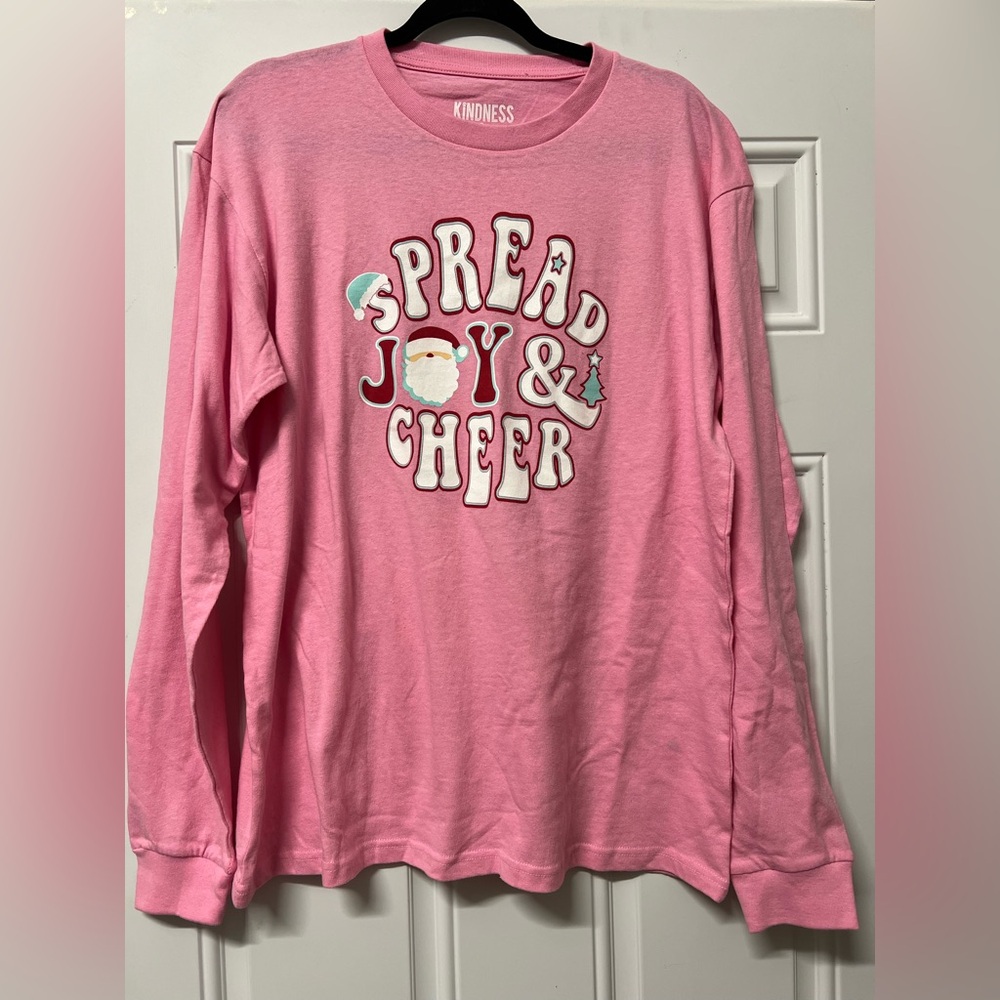 Kindness & confetti Spread Joy & Cheer long Sleeve Christmas Tshirt size Large
